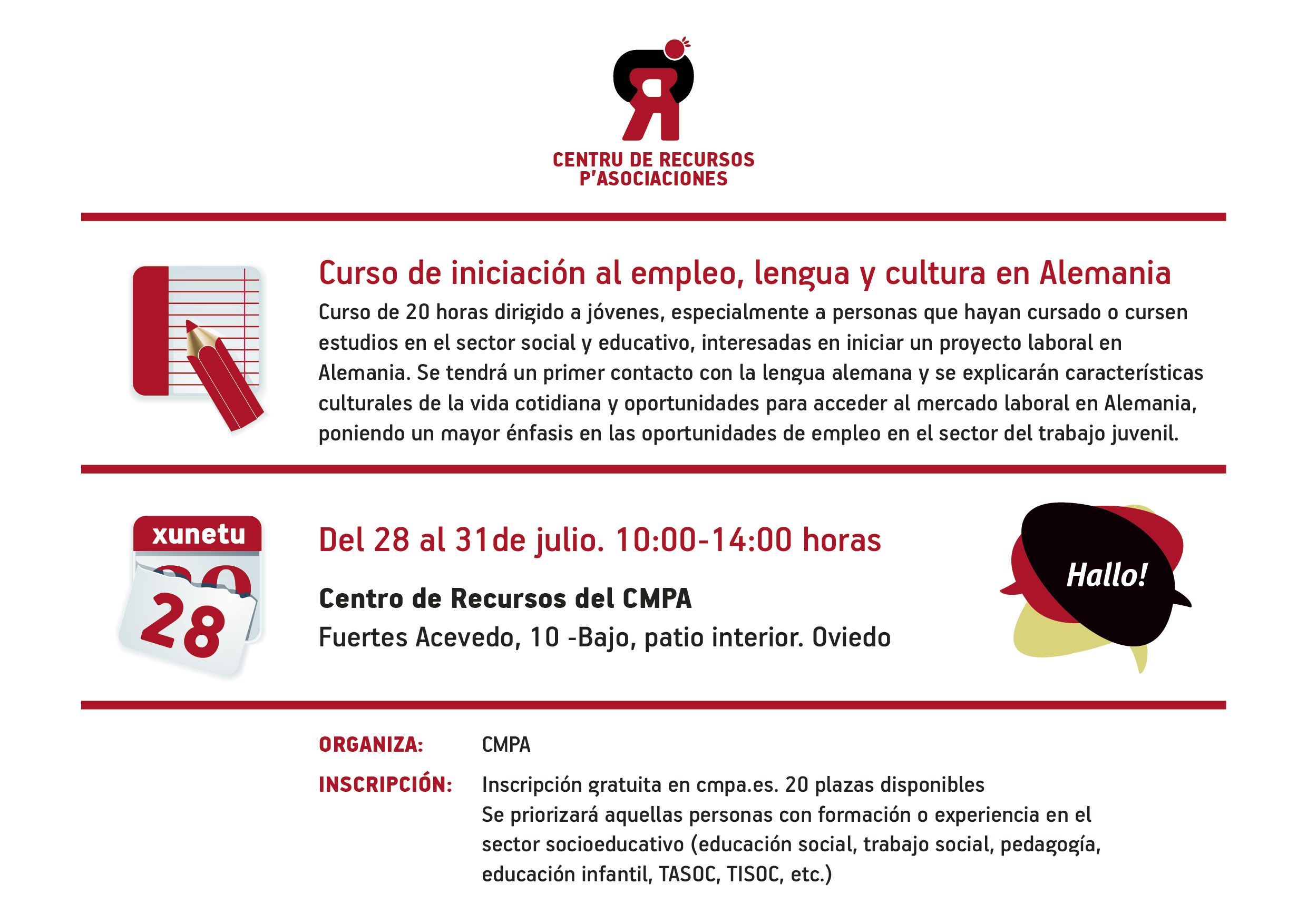 cartel Curso de iniciacin al empleo, lengua y cultura en Alemania