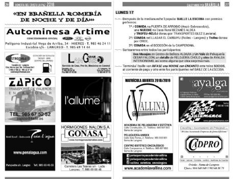 Paginas 26 y 27 del LIBRETO de la Romeria de Brañella