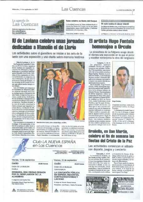 Pagina de prensa de LNE el Miercoles 11/09/13